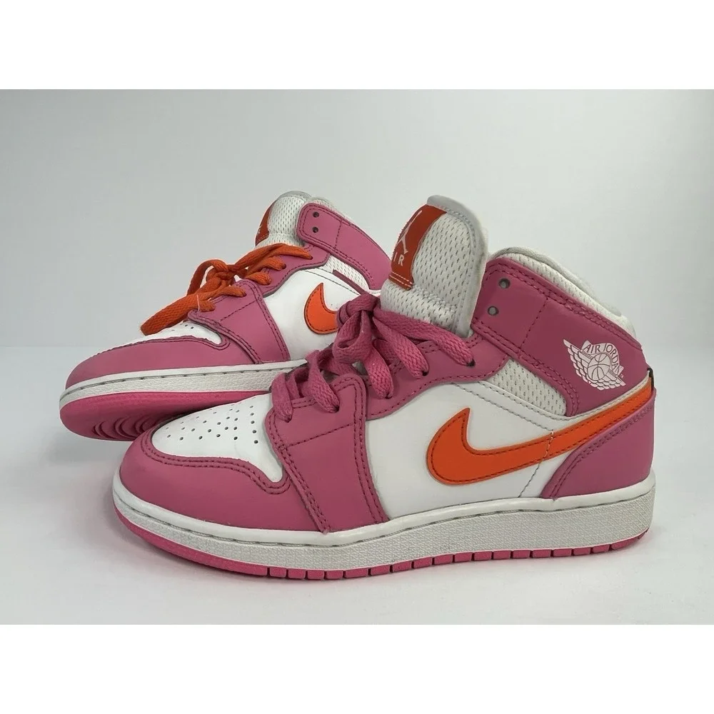 Nike Air Jordan 1 Mid GS Size 4.5Y Pinksicle Safety Orange White DX3240-681